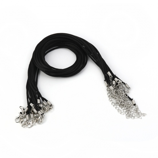 Picture of Polyester Braided String Cord Necklace Black 42cm(16 4/8") long, 20 PCs