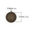 Immagine di Lega di Zinco Charm Ciondoli Tondo Bronzo Antico Basi per Cabochon (Adatto 35mm) 45mm x 41mm, 10 Pz