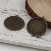 Picture of Zinc Based Alloy Pendants Round Antique Bronze Cabochon Settings (Fits 35mm Dia.) 45mm x 41mm, 10 PCs