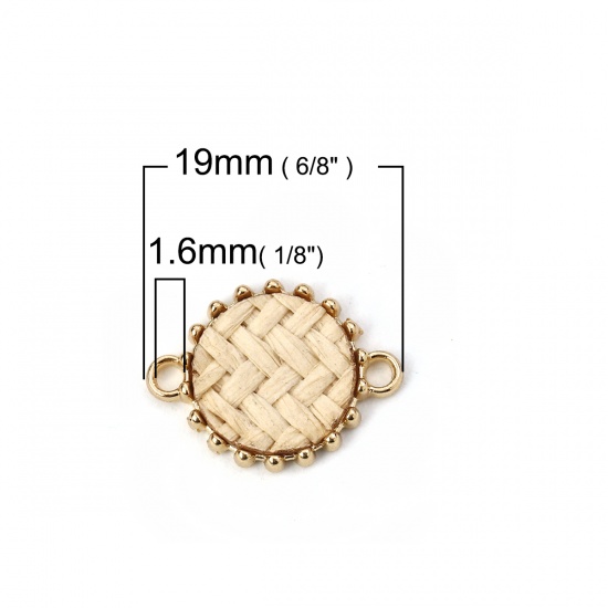 Picture of Zinc Based Alloy Connectors Round Gold Plated Creamy-White 19mm x 15mm, 10 PCs