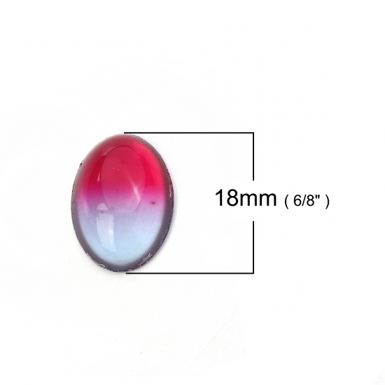 Immagine di Vetro Cupola Dome Seals Cabochon Ovale Flatback Blu & Fucsia 18mm x 13mm, 10 Pz