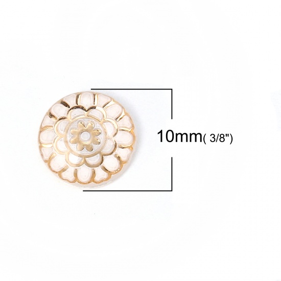 Immagine di Acrilato Dome Seals Cabochon Tondo Bianco Girasole Dia 10mm, 200 Pz