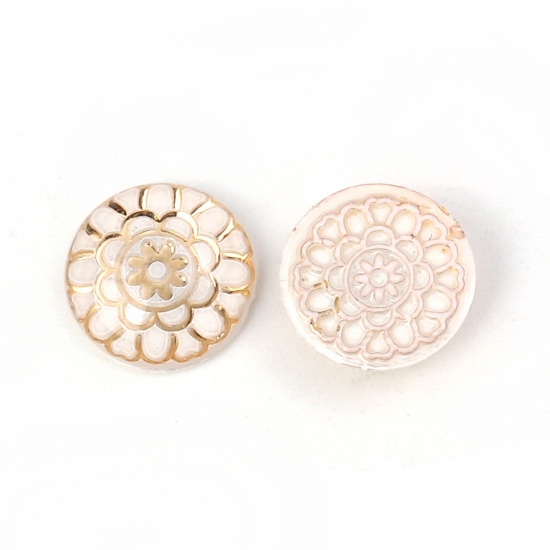 Immagine di Acrilato Dome Seals Cabochon Tondo Bianco Girasole Dia 10mm, 200 Pz