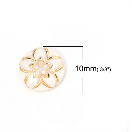 Immagine di Acrilato Dome Seals Cabochon Tondo Bianco Fiore Dia 10mm, 200 Pz