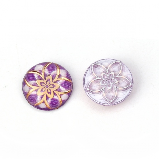 Immagine di Acrilato Dome Seals Cabochon Tondo Colore Viola Fiore Dia 10mm, 200 Pz