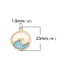 Picture of Zinc Based Alloy Charms Round Gold Plated Steel Gray Wave Enamel 23mm( 7/8") x 20mm( 6/8"), 5 PCs