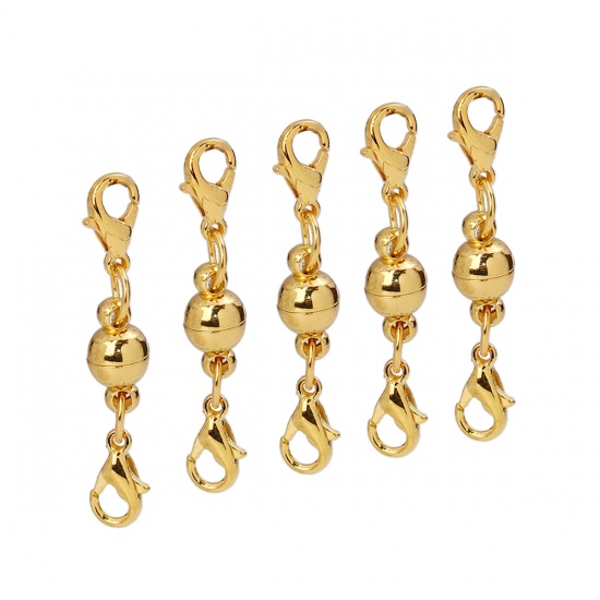 Picture of Iron Based Alloy Magnetic Clasps Round Gold Plated 34mm x 6mm, 1 Packet (5 Sets/Packet)
