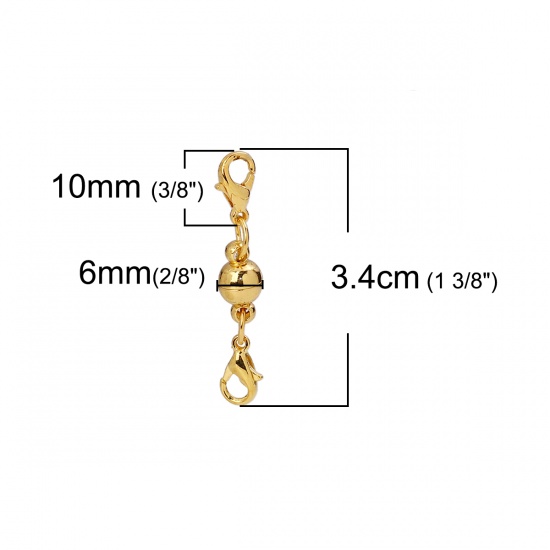 Picture of Iron Based Alloy Magnetic Clasps Round Gold Plated 34mm x 6mm, 1 Packet (5 Sets/Packet)