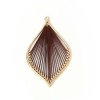 Picture of Zinc Based Alloy Pendants Wire Wrapped Earrings Findings Leaf Gold Plated Brown 57mm(2 2/8") x 35mm(1 3/8"), 1 Piece