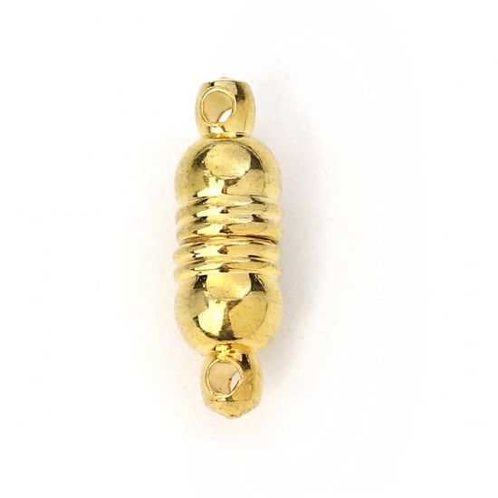 Immagine di Lega di Zinco Chiusura Magnetica Cilindrico Oro Placcato Striscia Scolpito 18mm x 6mm, 5 Seri