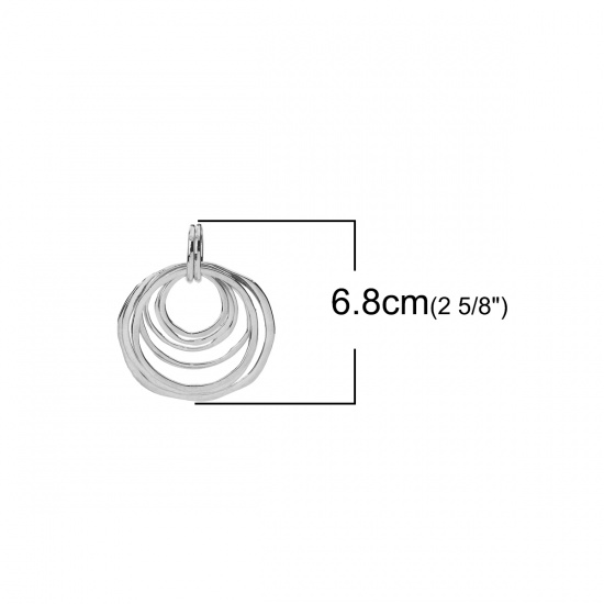 Picture of Zinc Based Alloy Pendants Circle Ring Silver Tone Circle 68mm(2 5/8") x 55mm(2 1/8"), 3 PCs