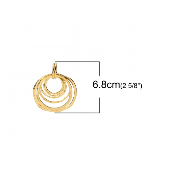 Picture of Zinc Based Alloy Pendants Circle Ring Gold Plated Circle 68mm(2 5/8") x 55mm(2 1/8"), 3 PCs