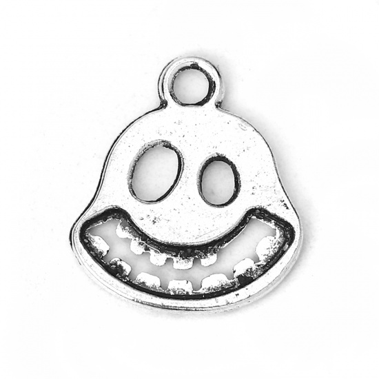 Picture of Zinc Based Alloy Halloween Charms Halloween Ghost Antique Silver 18mm( 6/8") x 16mm( 5/8"), 100 PCs