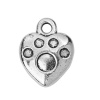Picture of Zinc Based Alloy Charms Heart Antique Silver Footprint 16mm( 5/8") x 12mm( 4/8"), 50 PCs