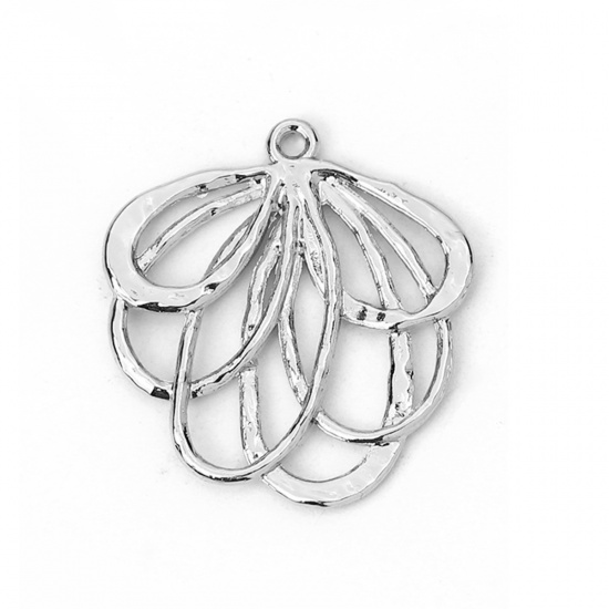 Picture of Zinc Based Alloy Charms Fan-shaped Antique Silver 28mm(1 1/8") x 26mm(1"), 30 PCs