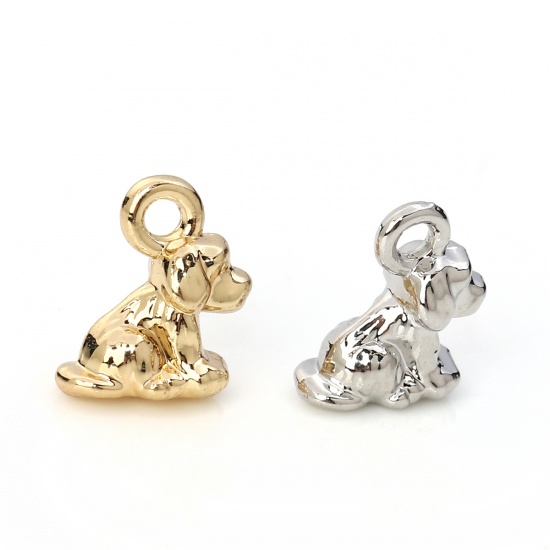 Picture of Zinc Based Alloy Charms Dog Animal Gold Plated 11mm( 3/8") x 9mm( 3/8"), 20 PCs