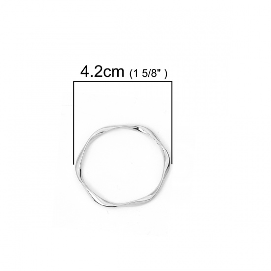 Picture of Zinc Based Alloy Pendants Twist Silver Tone Circle Ring 42mm(1 5/8") x 42mm(1 5/8"), 10 PCs