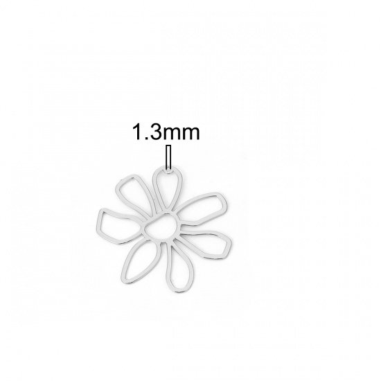 Picture of Zinc Based Alloy Pendants Flower Silver Tone 5.6cm x5.5cm(2 2/8" x2 1/8") - 5.6cm x5.3cm(2 2/8" x2 1/8"), 5 PCs