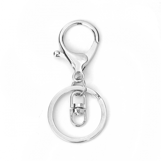 Picture of Zinc Based Alloy Keychain & Keyring Silver Tone 68mm x 30mm, 5 PCs
