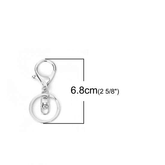 Picture of Zinc Based Alloy Keychain & Keyring Silver Tone 68mm x 30mm, 5 PCs