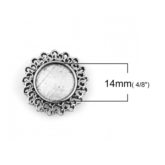 Picture of Zinc Based Alloy Cabochon Frame Settings Round Antique Silver Cabochon Settings (Fits 14mm Dia.) 24mm(1") x 24mm(1"), 10 PCs