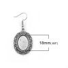 Picture of Zinc Based Alloy Earrings Findings Oval Antique Silver Color Cabochon Settings (Fit 18mmx13mm) 50mm(2") x 22mm( 7/8"), Post/ Wire Size: (21 gauge), 10 PCs