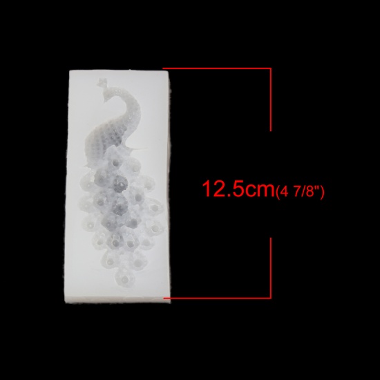 Immagine di Silicone Muffa della Resina per Gioielli Rendendo Rettangolo Bianco Pavone 12.5cm x 5.4cm, 1 Pz