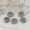 Image de Perles en Alliage de Zinc Rond Argent Vieilli Spiral Gravé 10mm Dia, Trou: 1.3mm, 50 Pcs