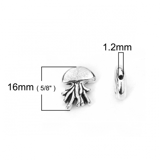 Picture of Zinc Based Alloy Spacer Beads Jellyfish Antique Silver 16mm x 12mm, Hole: Approx 1.2mm, 30 PCs