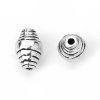 Bild von Zinklegierung Zwischenperlen Spacer Perlen Bicone Antiksilber Streifen 10mm x 6mm, Loch:ca. 1.2mm, 50 Stück