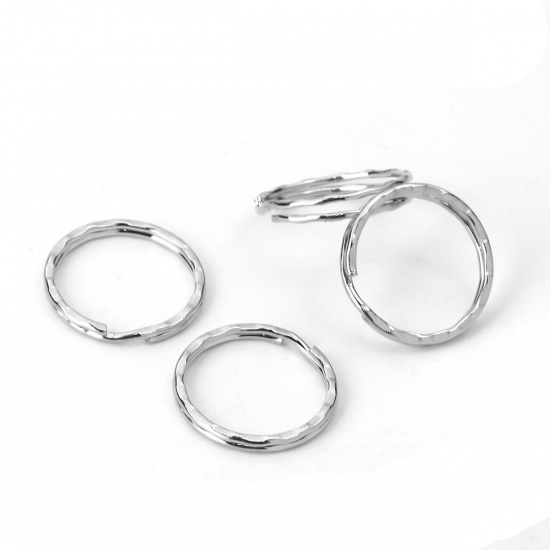 Bild von Eisenlegierung Schlüsselkette & Schlüsselring Ring Silberfarbe 25mm D., 50 Stück