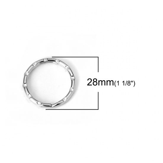 Bild von Eisenlegierung Schlüsselkette & Schlüsselring Ring Silberfarbe 28mm D., 50 Stück