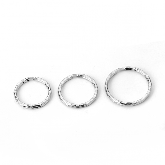 Bild von Eisenlegierung Schlüsselkette & Schlüsselring Ring Silberfarbe 28mm D., 50 Stück