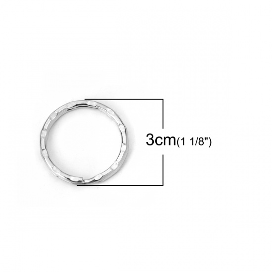 Bild von Eisenlegierung Schlüsselkette & Schlüsselring Ring Silberfarbe 30mm D., 50 Stück
