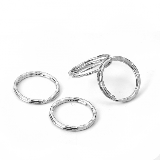 Bild von Eisenlegierung Schlüsselkette & Schlüsselring Ring Silberfarbe 30mm D., 50 Stück