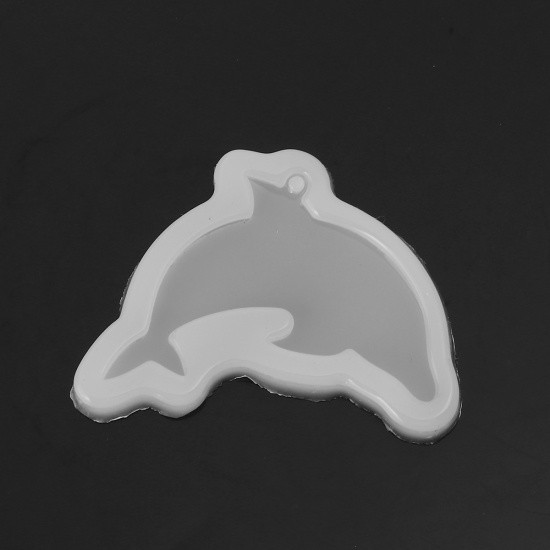 Immagine di Silicone Muffa della Resina per Gioielli Rendendo Delfino Bianco 56mm x 40mm, 2 Pz