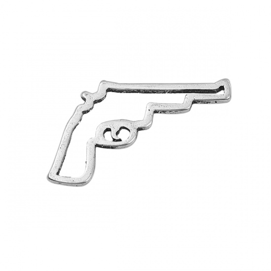 Immagine di Lega di Zinco Cabochon per Abbellimento Pistola Argento Antico 27mm x 16mm, 20 Pz