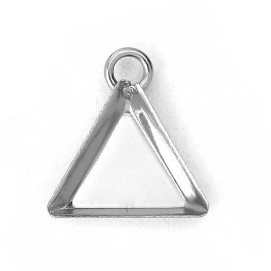 Bild von 304 Edelstahl Charms Dreieck Silberfarbe Cabochon Fassung (für 7mmx7mm) 10mm x 10mm, 20 Stück