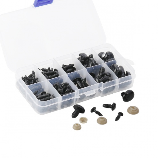 Image de Création Poupée Kits en Plastique Noir Nez Mixte 17mm x 13mm - 6mm x 5mm, 1 Boîte (125 Pcs/Boîte)