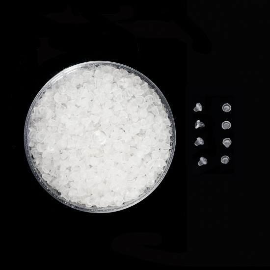 Изображение Резинасерьги Зажим для сережек - Заглушки, Круглые Белый 4мм x 4мм, 1 Коробка (Примерно 1000 ШТ/Коробка)