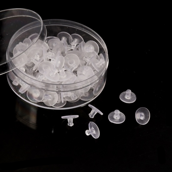 Picture of Rubber Ear Nuts Post Stopper Earring Findings Round White 11mm x 6mm, 1 Box (Approx 100 PCs/Box)
