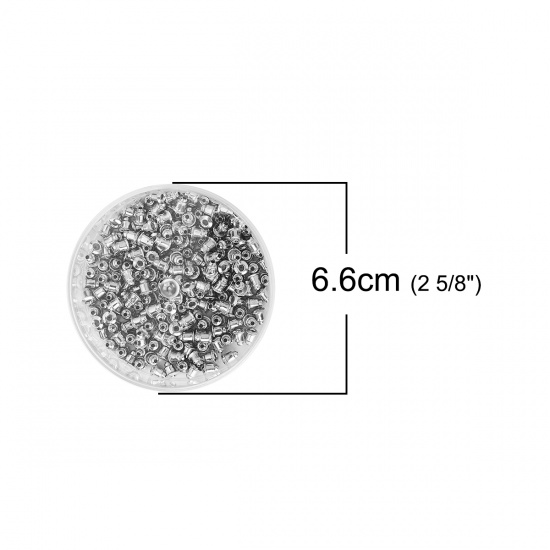 Picture of Iron Based Alloy Ear Nuts Post Stopper Earring Findings Bullet Silver Tone 6mm x 5mm, 1 Box (Approx 200 PCs/Box)