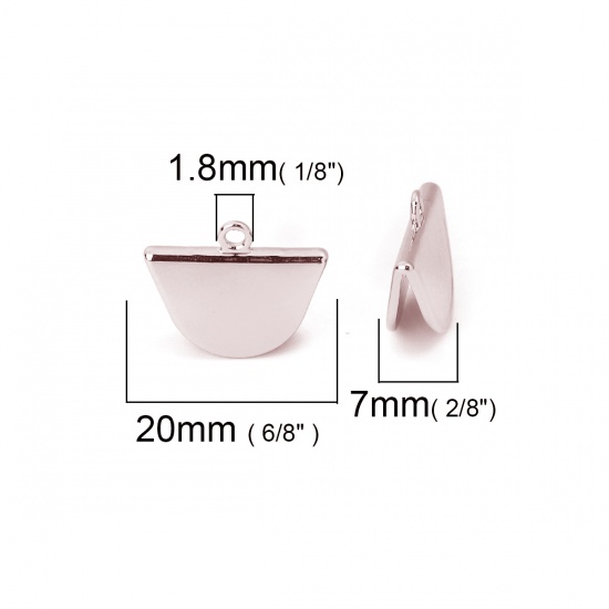 Imagen de Zamak Cuerda Tapa Final Para Pulsera Collar Joyería Medio Círculo Oro Rosa 20mm x 16mm, 10 Unidades