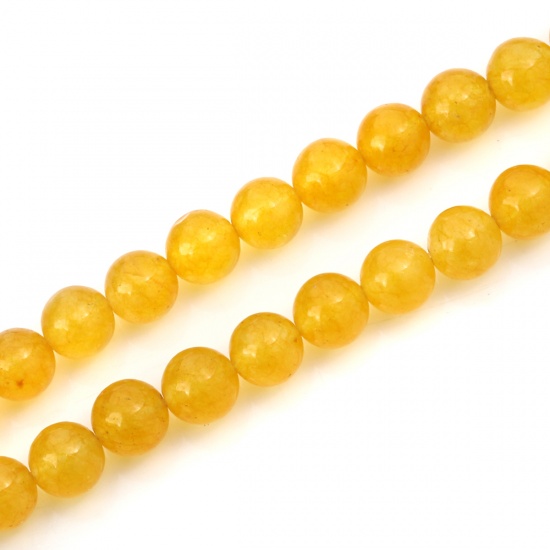 (グレードB) クリスタル ビーズ 円形 黄色 約 8mm 直径、 穴: 約 0.8mm、 39cm 長さ、 1 連 (約 48 粒/連) の画像