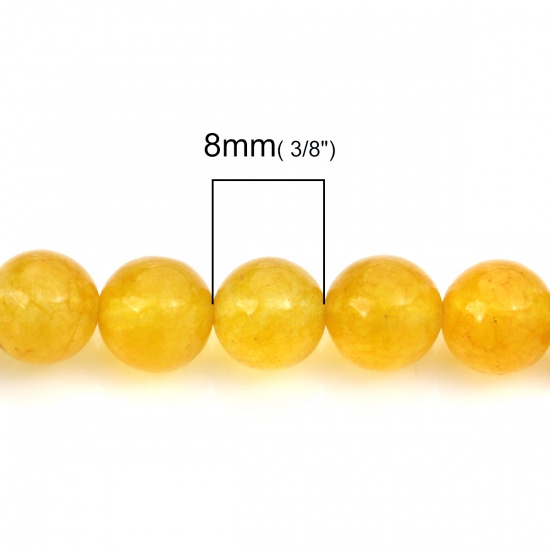 Immagine di (Grado B) Cristallo Perline Tondo Giallo Come 8mm Dia., Foro: Circa 0.8mm, 39cm Lunghezza, 1 Filo (Circa 48 Pz/Treccia)