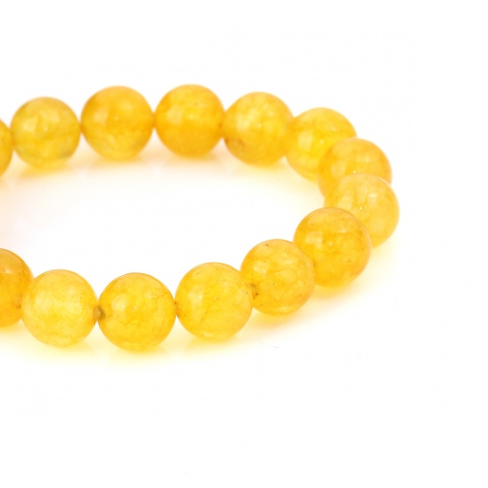 Picture of (Grade B) Crystal Beads Round Yellow About 8mm( 3/8") Dia., Hole: Approx 0.8mm, 39cm(15 3/8") long, 1 Strand (Approx 48 PCs/Strand)