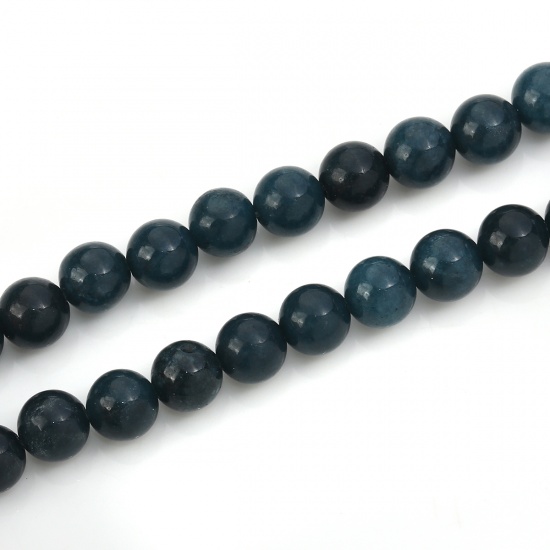 Picture of (Grade B) Stone Beads Round Navy Blue About 9mm( 3/8") Dia., Hole: Approx 0.7mm, 38.5cm(15 1/8") long, 1 Strand (Approx 47 PCs/Strand)