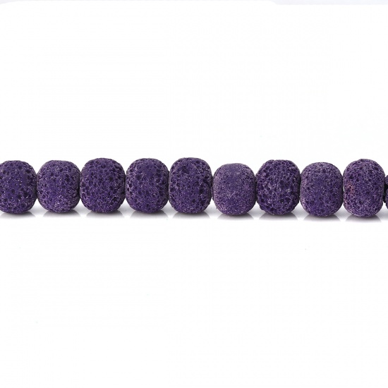 Picture of Polymer Clay Beads Round Dark Purple Imitation Lava Rock About 9mm Dia. - 8mm Dia, Hole: Approx 2.1mm - 1.7mm, 39.5cm long, 1 Strand (Approx 47 PCs/Strand)