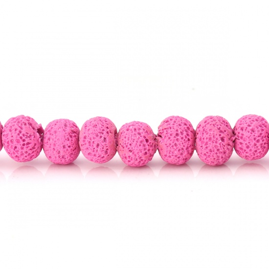 Picture of Polymer Clay Beads Round Pink Imitation Lava Rock About 11mm Dia. - 10mm Dia. Dia, Hole: Approx 2.1mm - 1.7mm, 40cm long, 1 Strand (Approx 40 PCs/Strand)