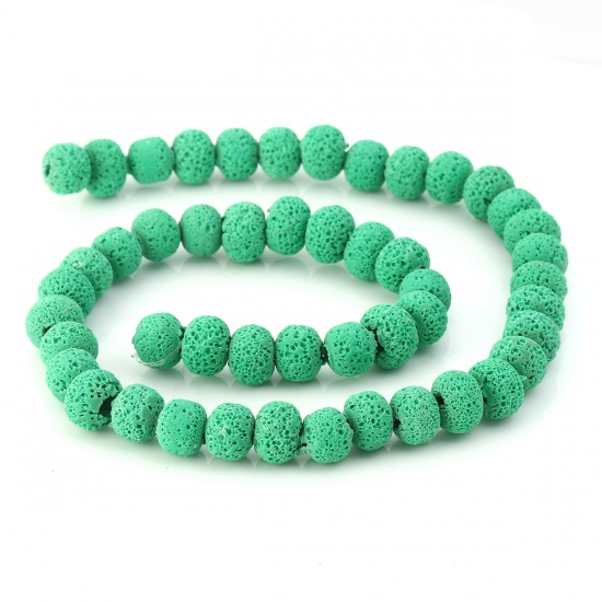 Picture of Polymer Clay Katsuki Beads Round Green About 11mm Dia. - 10mm Dia. Dia, Hole: Approx 2.1mm - 1.7mm, 40cm long, 1 Strand (Approx 40 PCs/Strand)